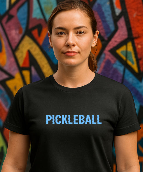 Sky Blue Pickleball by Pepini Pickleball β white Casual Wear Pickleball T-Shirt front view